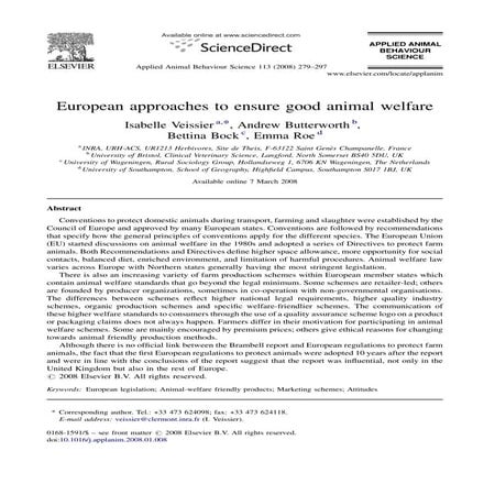 European approaches to ensure good animal welfare   emma roe