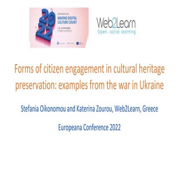 Forms of citizen engagement in cultural heritage preservation: examples from ...