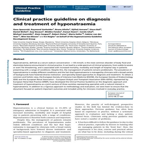European clinical practice guideline on diagnosis hiponatremia