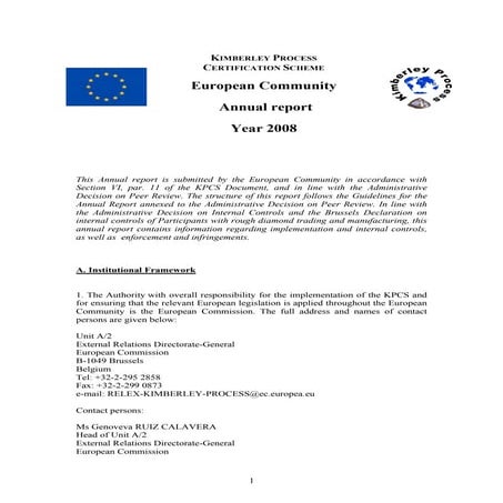 2012 KIMBERLEY PROCESS CERTIFICATION SCHEME European Union Annual ...