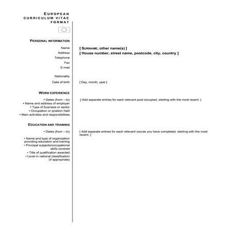 European cv empty