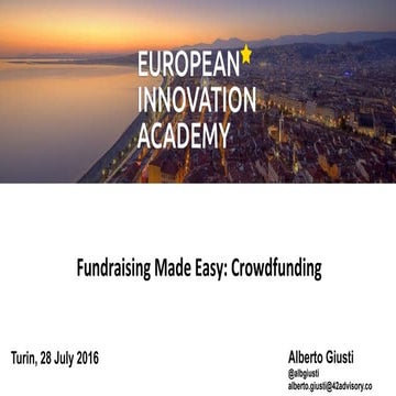 EIA2016 Turin - Alberto Giusti.  Crowdfunding