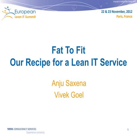 Recipe for a Lean IT Service by Tata Consultancy Services - European Lean IT ...