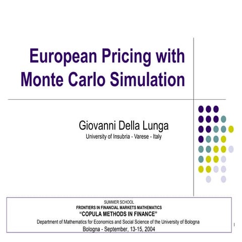 European pricing with monte carlo simulation
