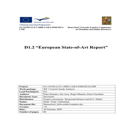 European state of art report