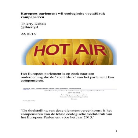 Europees parlement wil ecologische voetafdruk compenseren