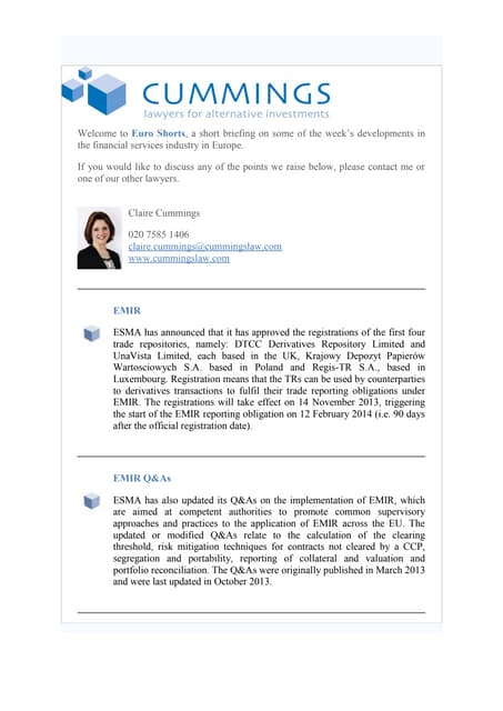 Euro shorts   15.11.13 including trade repositories, short selling and the FTT