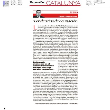 Eusebi Carles - Expansión Cataluña - 14.02.2013 - AOS Studley