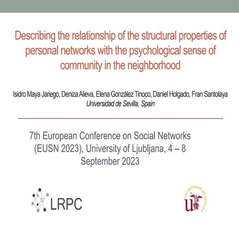 Personal networks and sense of community