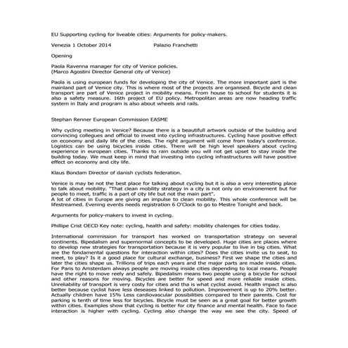 Eu supporting cycling for liveable cities arguments for policy makers