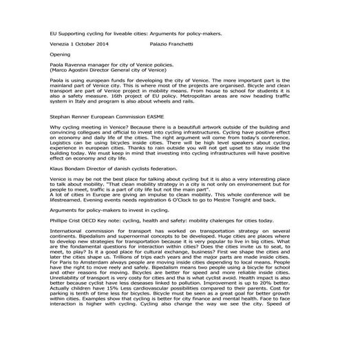 EU supporting cycling for liveable Cities arguments for policy-makers