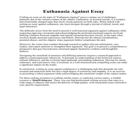 Euthanasia Against Essay