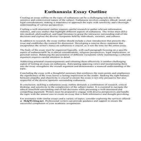 Euthanasia Essay Outline