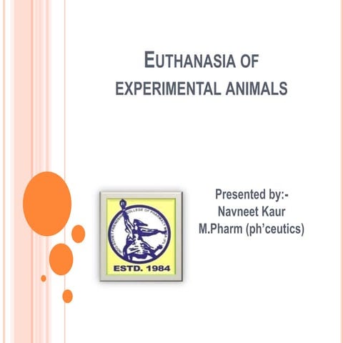 Euthanasia of experimental animals