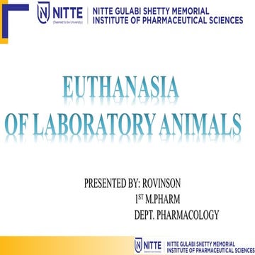 EUTHANASIA SEMINAR for Advanced Pharmacolgy
