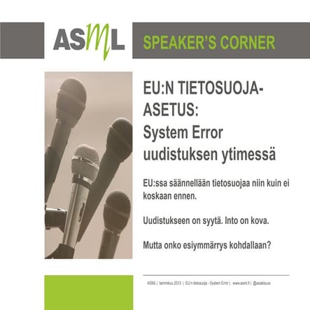 Eu tietosuoja system error asml