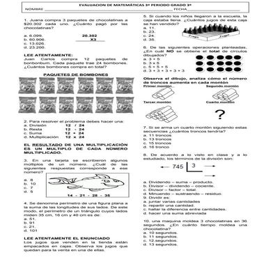 Ev. matemáticas 3° periodo grado 3