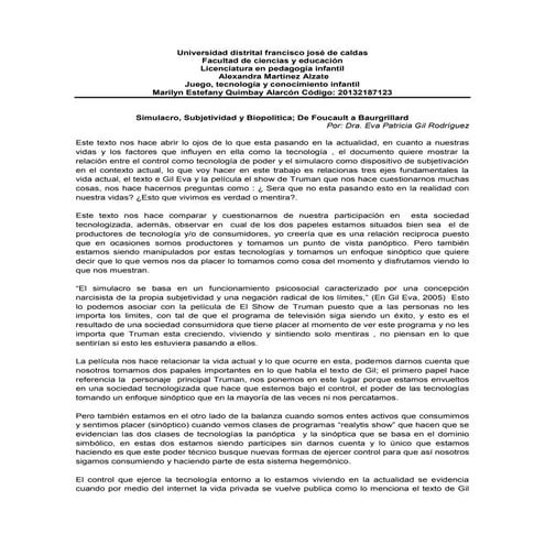 TRABAJO CRITICO:  LECTURA EVA GIL Y  PELÍCULA EL SHOW DE TRHUMA 