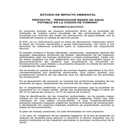 Estudio de Impacto Ambiental - Represa de Cachí | PDF