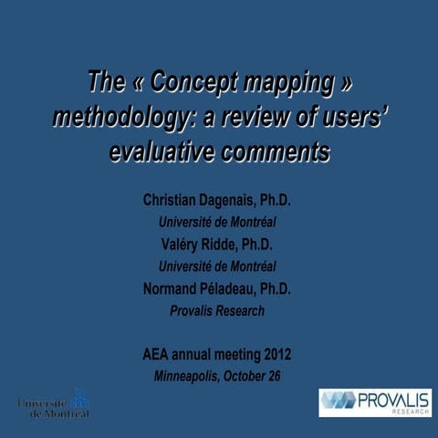 The « Concept mapping » methodology: a review of users’ evaluative comments. ...