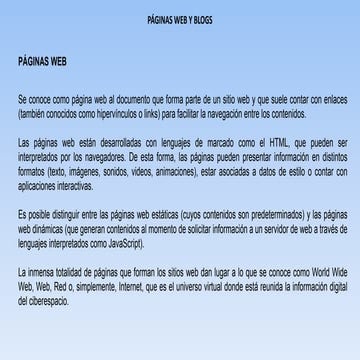Paginas web y Blogs