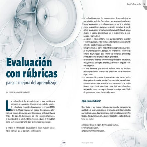 Evaluación con rúbricas para la mejora del aprendizaje