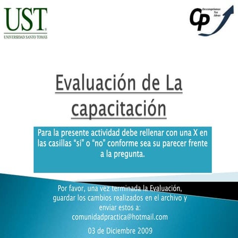 Evaluacion de la capacitacion | PPT