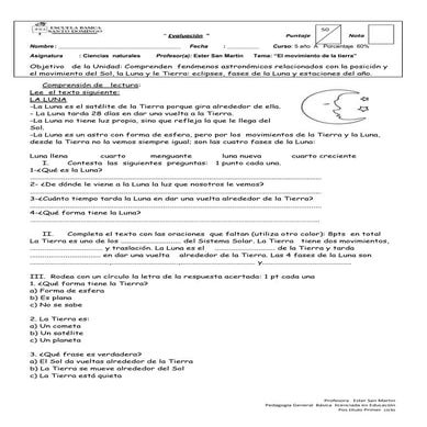 Evaluación     deciencias  naturales