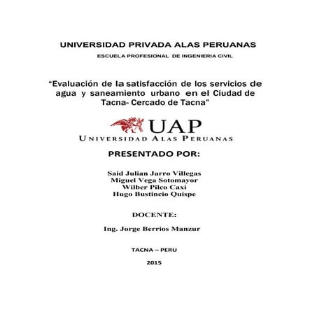 Evaluación de la satisfacción de los servicios de agua