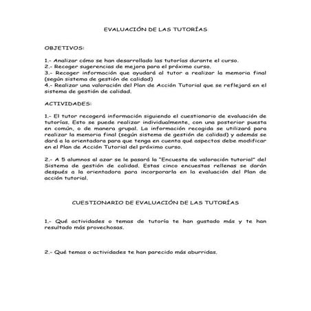Evaluación de las tutorías