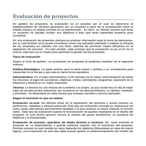 Evaluación de proyectos
