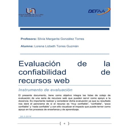 Evaluación de confiabilidad de recursos web