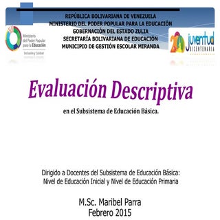Evaluación descriptiva en el subsis...