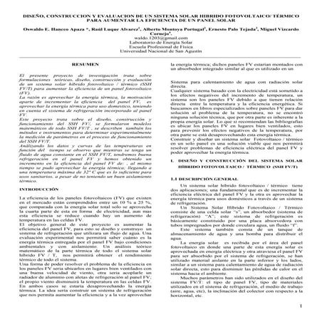 Evaluación de un sistema solar hibrido fotovoltaico