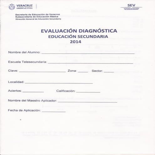 Evaluación Diagnostica (Segundo Grado)