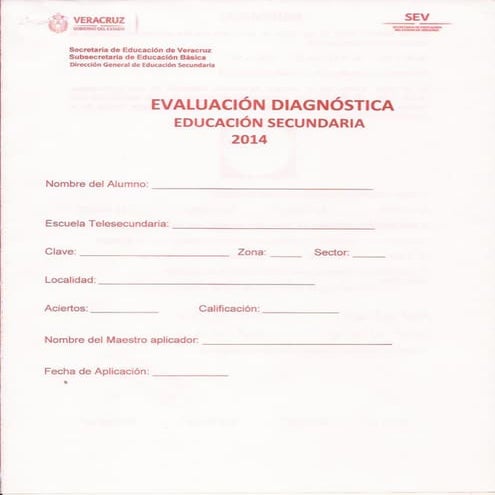 Evaluación Diagnostica (Tercer Grado)
