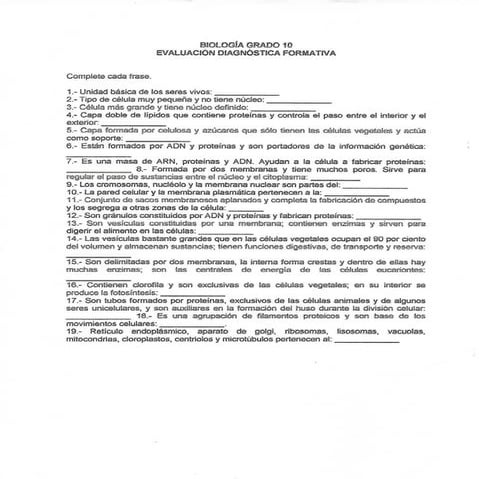 Evaluación diagnósitca biología