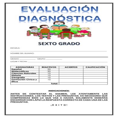 Evaluación diagnóstica 6° grado 2014 2015