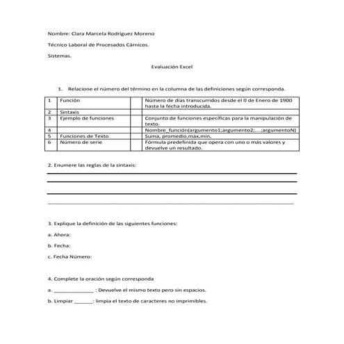 Evaluación excel