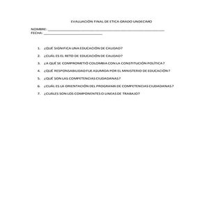 Evaluación final de etica grado und...