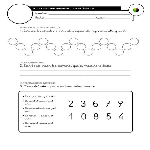 Evaluación inicial matemáticas 1º | PDF