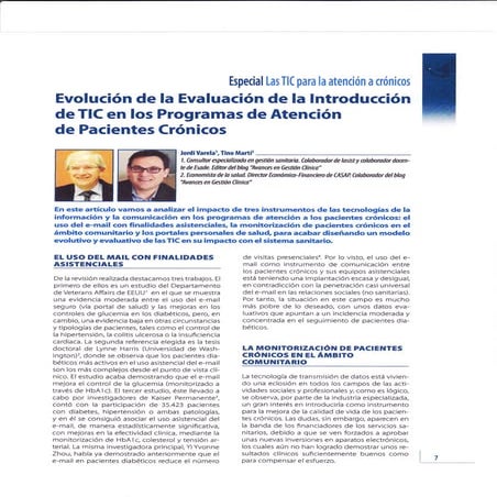Evaluación introducción de TIC en atención a pacientes crónicos
