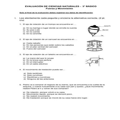 Evaluación tipos de movimientos