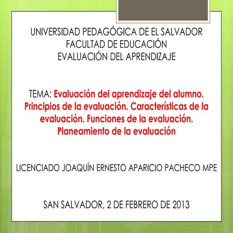 Evaluacion del aprendizaje del alumno