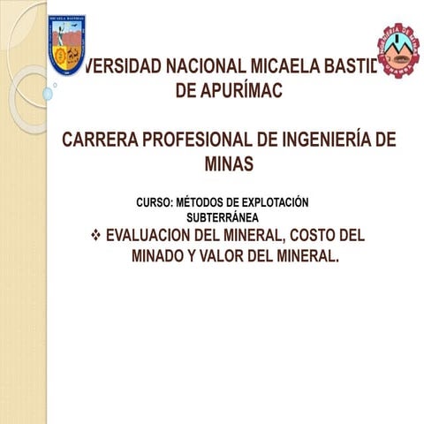 Evaluacion del minerl( subterranea)