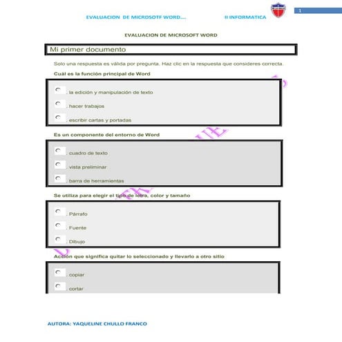 Evaluacion de microsoft word