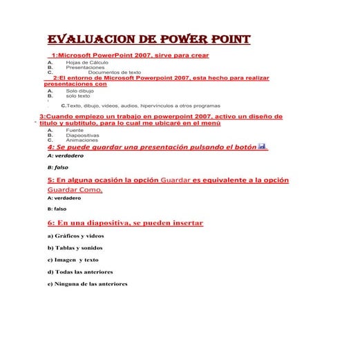 Evaluacion de power point