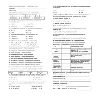 Evaluacion de quimica oxidos