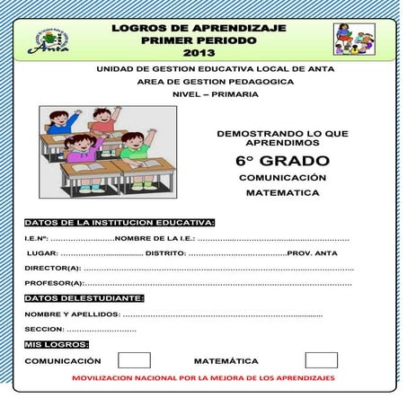 Evaluacion de sexto grado comunicacion y matematica rutas de aprendizaje 2013