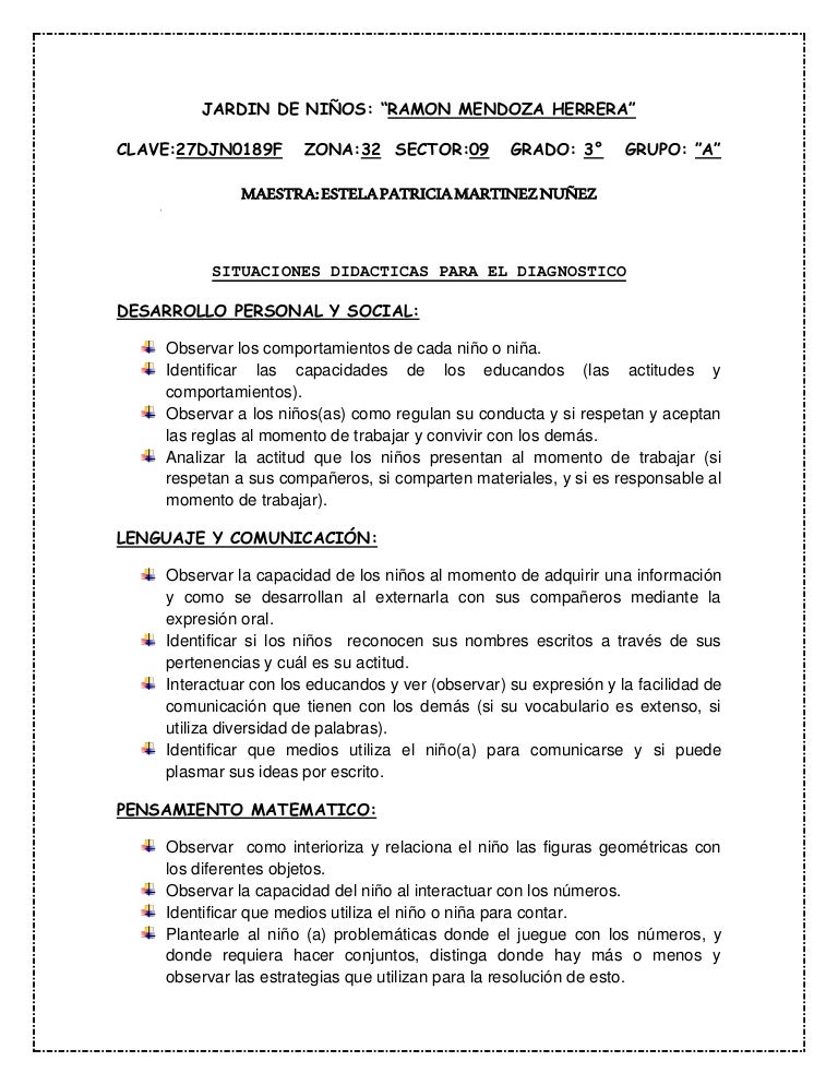 Evaluacion diagnostica preescolar